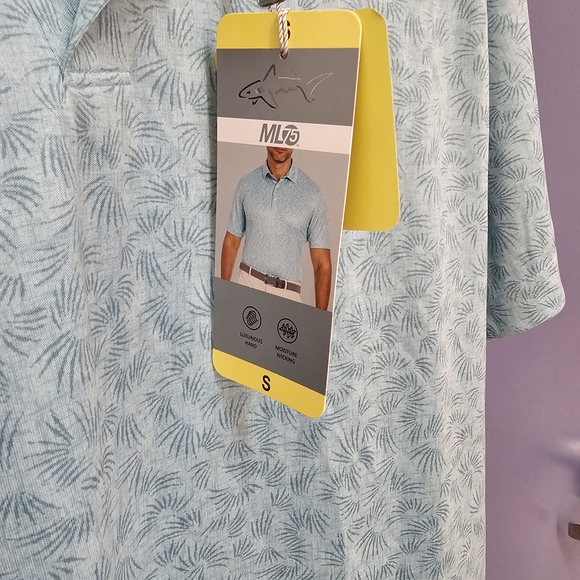 NWT Greg Norman Collection Aqua Patterned Polo Shirt SIZE MENS Small - Picture 6 of 7
